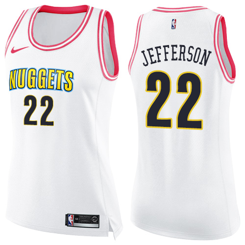 Women's Nike Denver Nuggets #22 Richard Jefferson Swingman White/Pink Fashion NBA Jersey