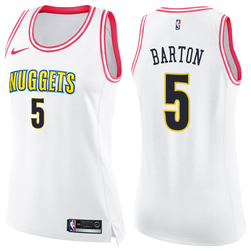 Women's Nike Denver Nuggets #5 Will Barton Swingman White/Pink Fashion NBA Jersey