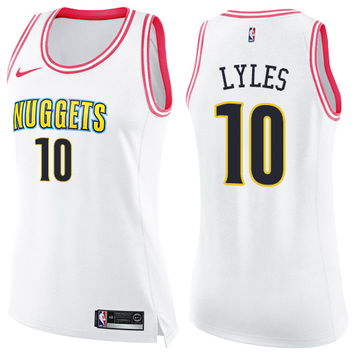 Women's Nike Denver Nuggets #10 Trey Lyles Swingman White/Pink Fashion NBA Jersey