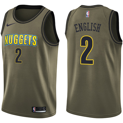 Men's Nike Denver Nuggets #2 Alex English Swingman Green Salute to Service NBA Jersey