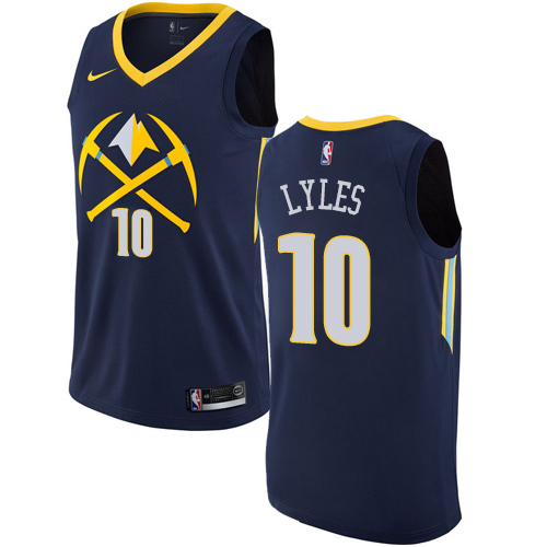 Men's Nike Denver Nuggets #10 Trey Lyles Authentic Navy Blue NBA Jersey - City Edition