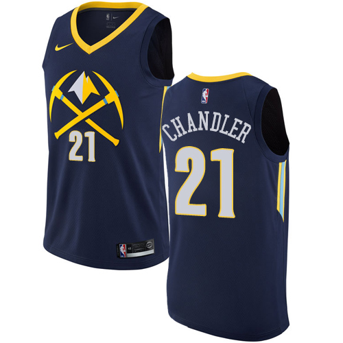 Men's Nike Denver Nuggets #21 Wilson Chandler Authentic Navy Blue NBA Jersey - City Edition