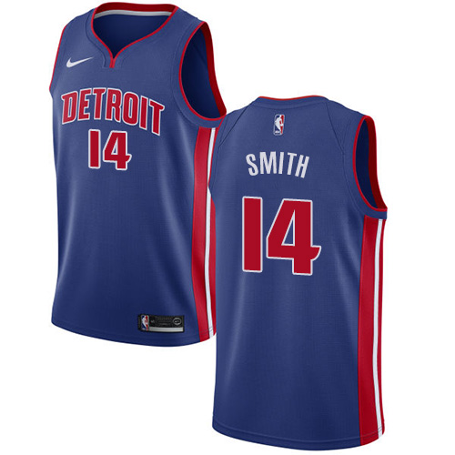 Men's Nike Detroit Pistons #14 Ish Smith Swingman Royal Blue Road NBA Jersey - Icon Edition