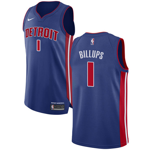 Men's Nike Detroit Pistons #1 Chauncey Billups Authentic Royal Blue Road NBA Jersey - Icon Edition