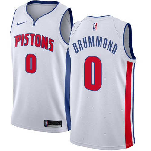 Men's Nike Detroit Pistons #0 Andre Drummond Swingman White Home NBA Jersey - Association Edition