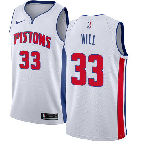 Men's Nike Detroit Pistons #33 Grant Hill Authentic White Home NBA Jersey - Association Edition