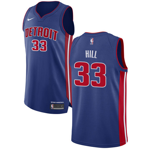 Men's Nike Detroit Pistons #33 Grant Hill Authentic Royal Blue Road NBA Jersey - Icon Edition