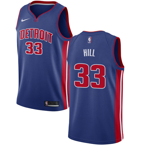 Men's Nike Detroit Pistons #33 Grant Hill Swingman Royal Blue Road NBA Jersey - Icon Edition