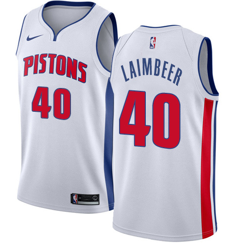 Men's Nike Detroit Pistons #40 Bill Laimbeer Swingman White Home NBA Jersey - Association Edition