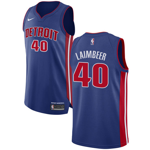 Men's Nike Detroit Pistons #40 Bill Laimbeer Authentic Royal Blue Road NBA Jersey - Icon Edition