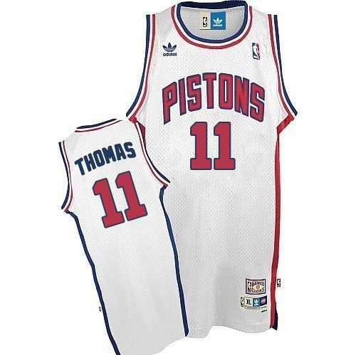 Men's Adidas Detroit Pistons #11 Isiah Thomas Swingman White Throwback NBA Jersey