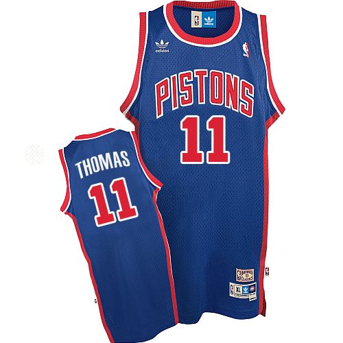 Men's Adidas Detroit Pistons #11 Isiah Thomas Authentic Blue Throwback NBA Jersey