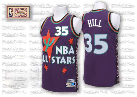 Men's Adidas Detroit Pistons #35 Grant Hill Authentic Purple 1995 All Star Throwback NBA Jersey