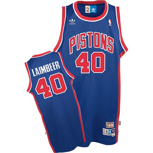 Men's Adidas Detroit Pistons #40 Bill Laimbeer Swingman Blue Throwback NBA Jersey