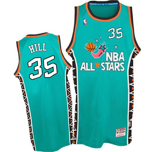 Men's Mitchell and Ness Detroit Pistons #35 Grant Hill Swingman Light Blue 1996 All Star Throwback NBA Jersey