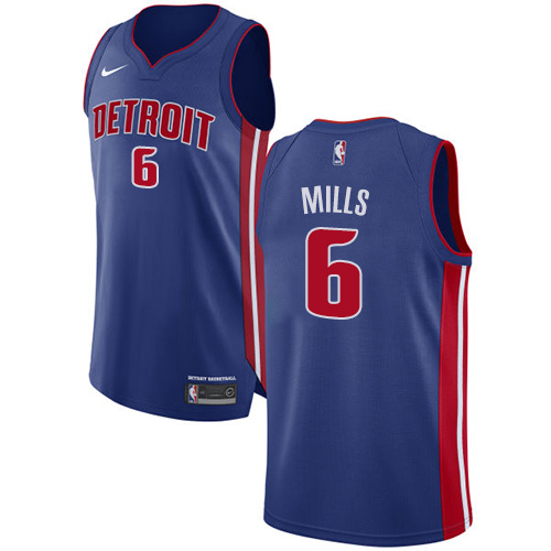 Men's Nike Detroit Pistons #6 Terry Mills Authentic Royal Blue Road NBA Jersey - Icon Edition