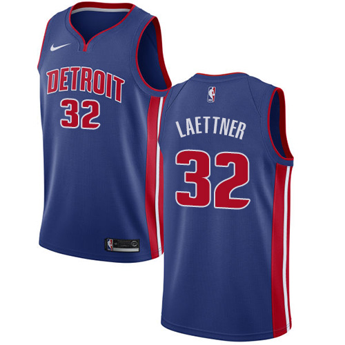 Men's Nike Detroit Pistons #32 Christian Laettner Swingman Royal Blue Road NBA Jersey - Icon Edition