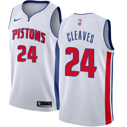 Men's Nike Detroit Pistons #24 Mateen Cleaves Swingman White Home NBA Jersey - Association Edition