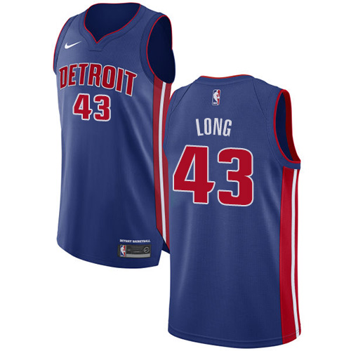 Men's Nike Detroit Pistons #43 Grant Long Authentic Royal Blue Road NBA Jersey - Icon Edition