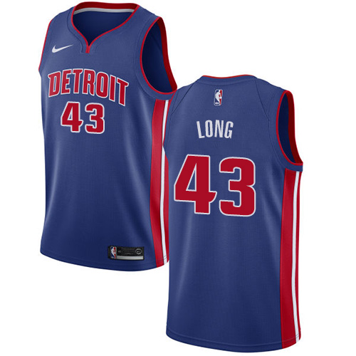 Men's Nike Detroit Pistons #43 Grant Long Swingman Royal Blue Road NBA Jersey - Icon Edition