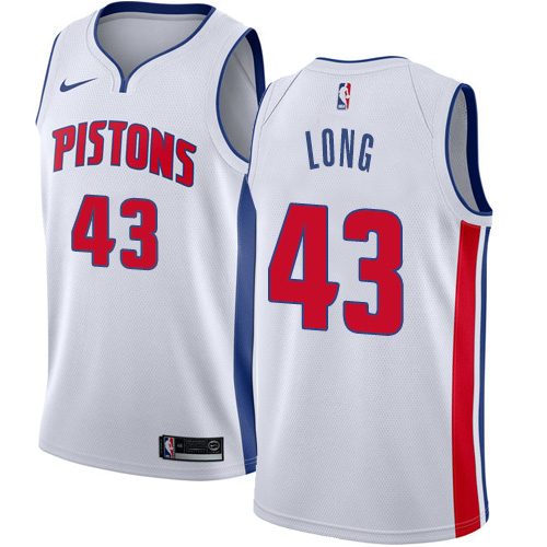 Youth Nike Detroit Pistons #43 Grant Long Authentic White Home NBA Jersey - Association Edition