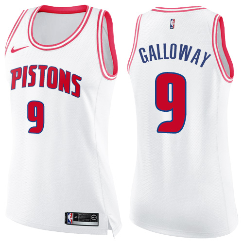 Women's Nike Detroit Pistons #9 Langston Galloway Swingman White/Pink Fashion NBA Jersey