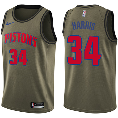 Men's Nike Detroit Pistons #34 Tobias Harris Swingman Green Salute to Service NBA Jersey