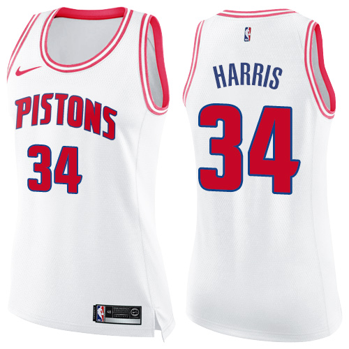 Women's Nike Detroit Pistons #34 Tobias Harris Swingman White/Pink Fashion NBA Jersey