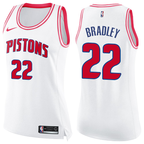 Women's Nike Detroit Pistons #22 Avery Bradley Swingman White/Pink Fashion NBA Jersey