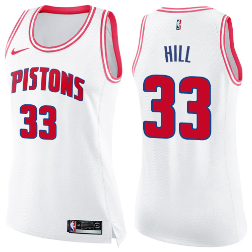 Women's Nike Detroit Pistons #33 Grant Hill Swingman White/Pink Fashion NBA Jersey