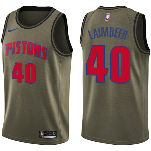 Youth Nike Detroit Pistons #40 Bill Laimbeer Swingman Green Salute to Service NBA Jersey