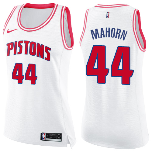 Women's Nike Detroit Pistons #44 Rick Mahorn Swingman White/Pink Fashion NBA Jersey
