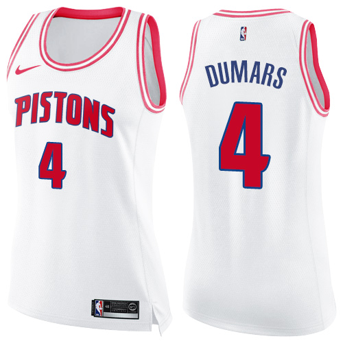 Women's Nike Detroit Pistons #4 Joe Dumars Swingman White/Pink Fashion NBA Jersey