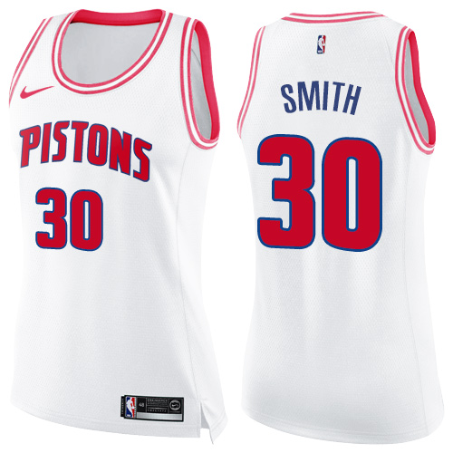 Women's Nike Detroit Pistons #30 Joe Smith Swingman White/Pink Fashion NBA Jersey