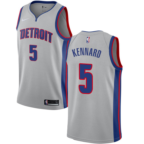 Men's Nike Detroit Pistons #5 Luke Kennard Swingman Silver NBA Jersey Statement Edition