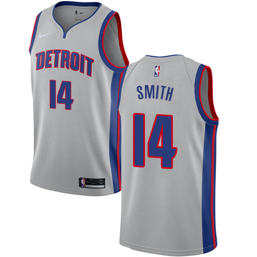 Men's Nike Detroit Pistons #14 Ish Smith Swingman Silver NBA Jersey Statement Edition
