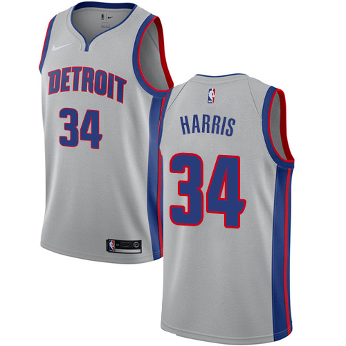 Men's Nike Detroit Pistons #34 Tobias Harris Authentic Silver NBA Jersey Statement Edition