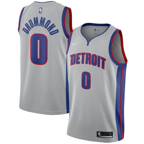 Men's Nike Detroit Pistons #0 Andre Drummond Swingman Silver NBA Jersey Statement Edition