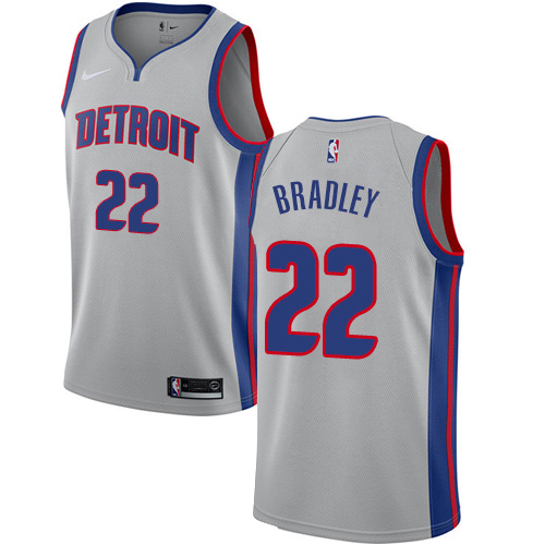 Men's Nike Detroit Pistons #22 Avery Bradley Authentic Silver NBA Jersey Statement Edition
