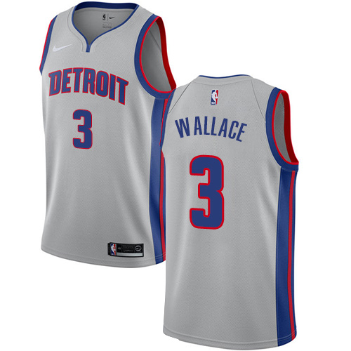 Men's Nike Detroit Pistons #3 Ben Wallace Authentic Silver NBA Jersey Statement Edition