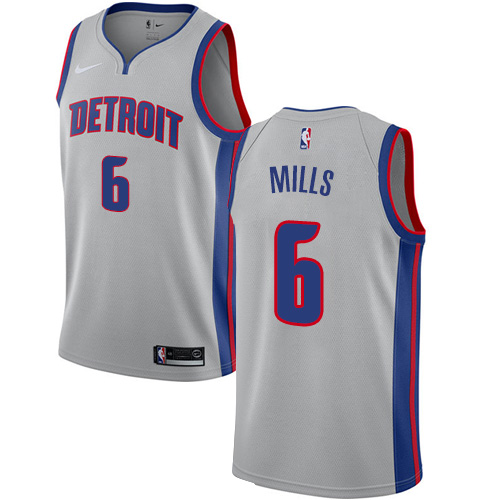 Men's Nike Detroit Pistons #6 Terry Mills Authentic Silver NBA Jersey Statement Edition