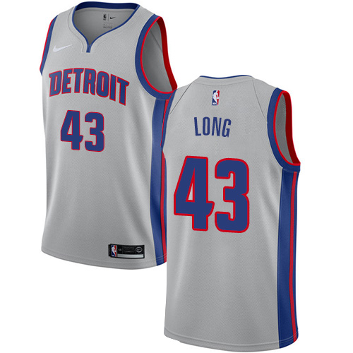 Men's Nike Detroit Pistons #43 Grant Long Authentic Silver NBA Jersey Statement Edition