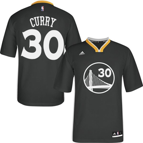 Youth Adidas Golden State Warriors #30 Stephen Curry Authentic Black Alternate NBA Jersey