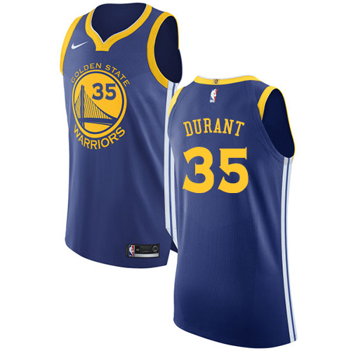 Men's Nike Golden State Warriors #35 Kevin Durant Authentic Royal Blue Road NBA Jersey - Icon Edition