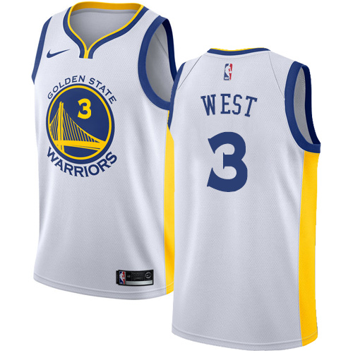 Men's Nike Golden State Warriors #3 David West Authentic White Home NBA Jersey - Association Edition