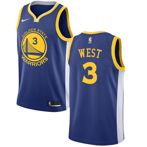Men's Nike Golden State Warriors #3 David West Swingman Royal Blue Road NBA Jersey - Icon Edition
