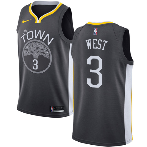 Men's Nike Golden State Warriors #3 David West Swingman Black Alternate NBA Jersey - Statement Edition