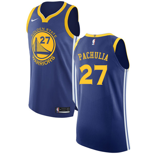 Men's Nike Golden State Warriors #27 Zaza Pachulia Authentic Royal Blue Road NBA Jersey - Icon Edition