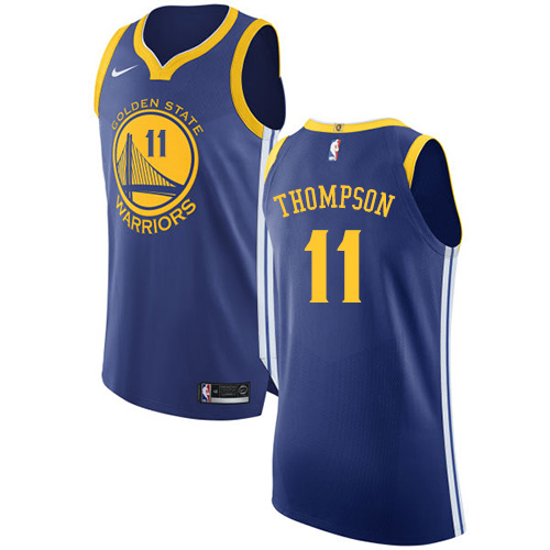 Men's Nike Golden State Warriors #11 Klay Thompson Authentic Royal Blue Road NBA Jersey - Icon Edition