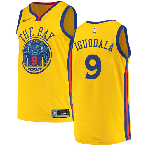 Men's Nike Golden State Warriors #9 Andre Iguodala Authentic Gold NBA Jersey - City Edition
